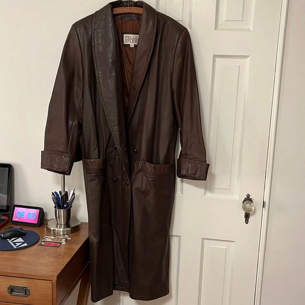 Mens vintage leather trenchcoat